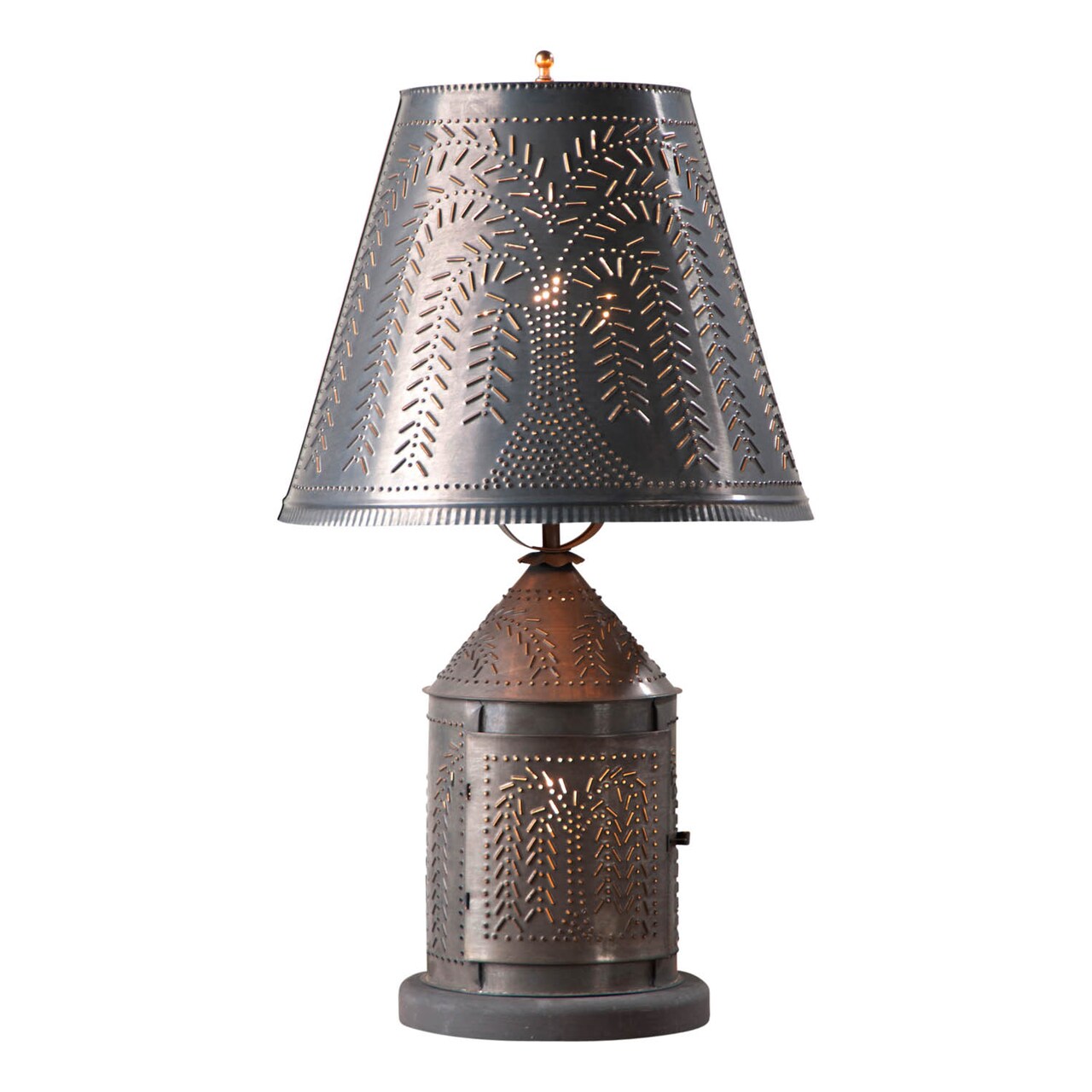 Irvins Country Tinware Fireside Lamp with Willow Shade in Kettle Black